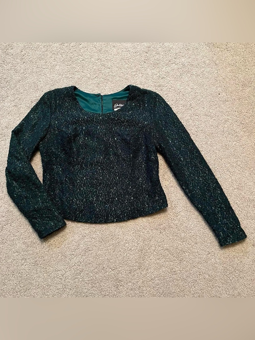 Jolibel dark green glittery cropped blouse